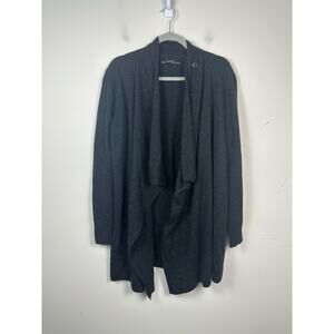 Allsaints Wool Longline Dark Gray Cross Front Cardigan Size 10 EUC